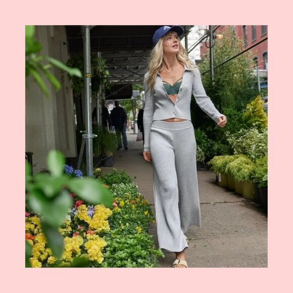 Aerie Gotta Jet! High Waisted Skater Pants, Light Grey, Size L - Picture 5 of 5